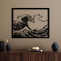 Wallity Hokusai Escultura de Pared de Metal Negra